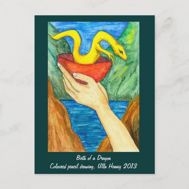 El nacimiento de una postal de dragón (Anverso)