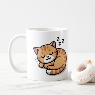 El Naranja durmiente lindo Tabby Cat Mug - Copa de