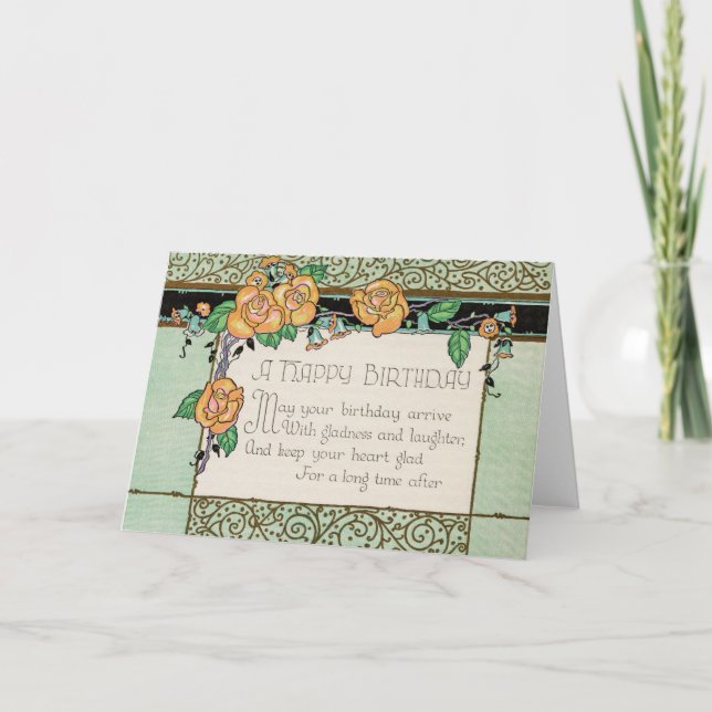 El naranja florece la tarjeta de cumpleaños de (Anverso)