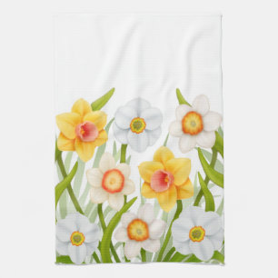 El narciso de la primavera florece la toalla de
