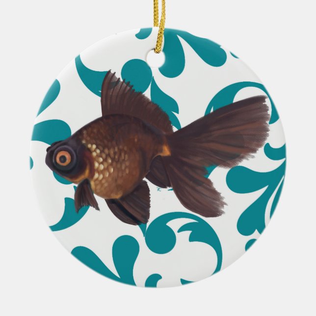 El negro amarra el ornamento del Goldfish (Frente)