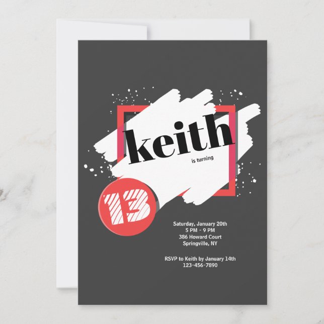 El negro con rojo detalla la invitación (Anverso)