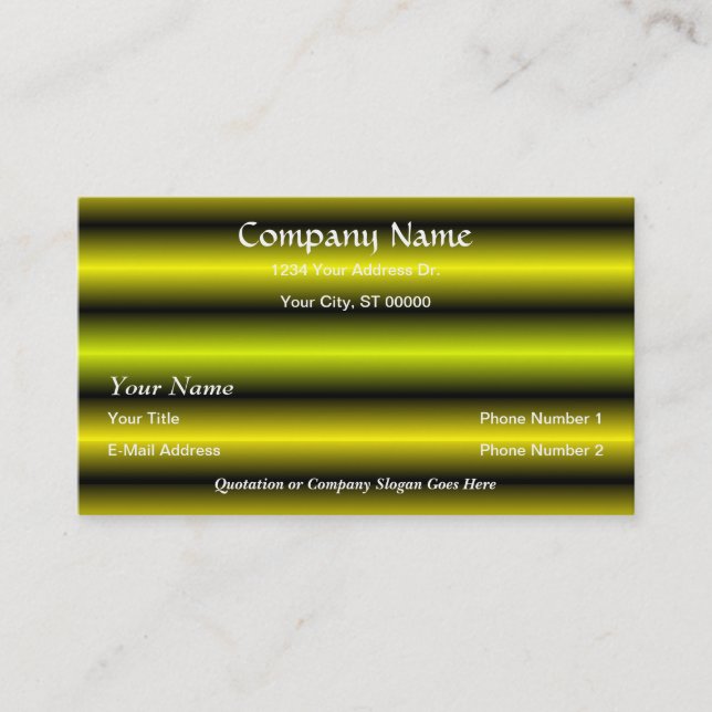 El neón negro amarillo del diseñador raya tarjetas (Anverso)