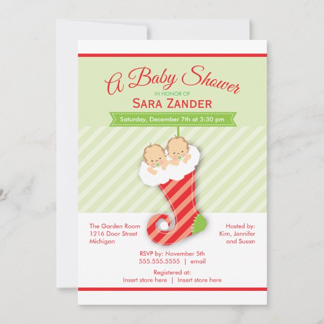 El neutral hermana la invitación de Baby Shower (Anverso)