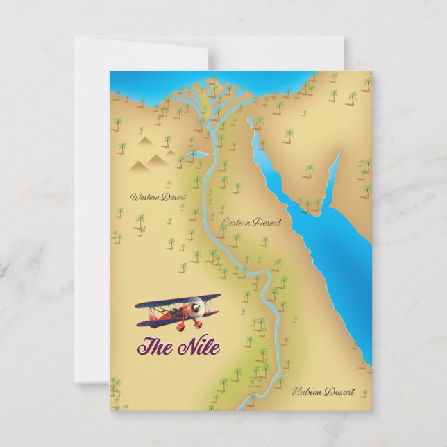 El Nilo cartel de mapa antiguo estilo vintage (Anverso)