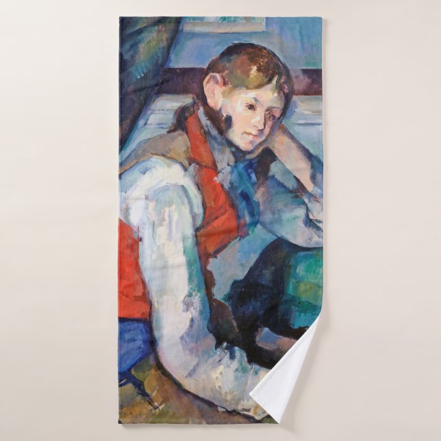 El Niño con Chaleco Rojo, Cezanne (Toalla de baño)