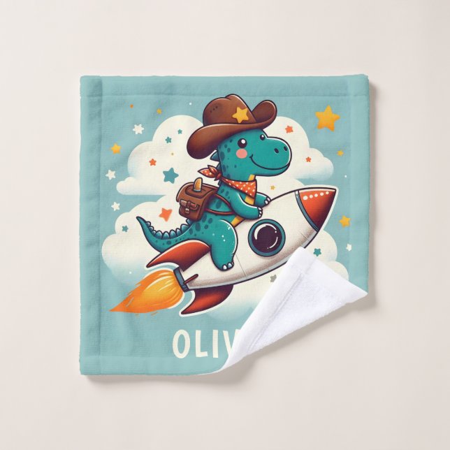 El niño del espacio Dino Trex Riding Rocket Person (Toallita)