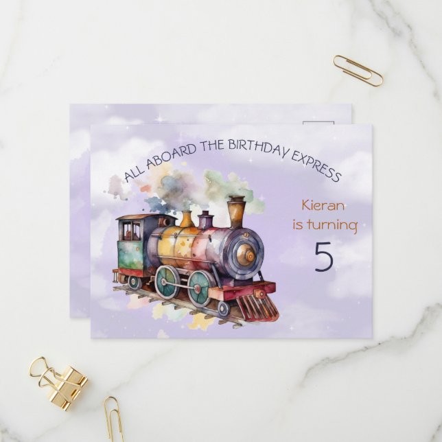 El niño del motor del tren 5°. postal de la invita (Anverso/Reverso In Situ)