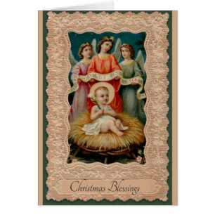 El niño Jesús en el pesebre con los ángeles