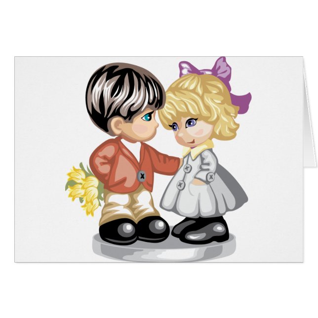 El niño pequeño que da a una niña florece (Anverso (Horizontal))