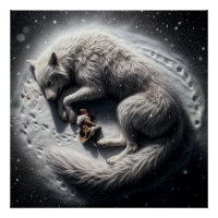El niño y los lobos: un arte de fantasía Un Poster