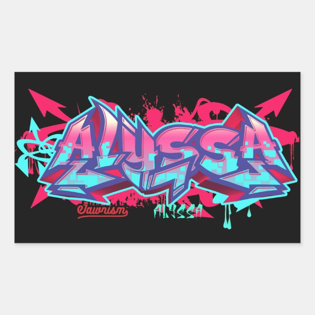 El nombre Alyssa en los Pegatinas de graffiti-Rect (Anverso)