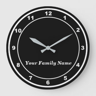 El nombre de su familia en reloj de pared redondo 
