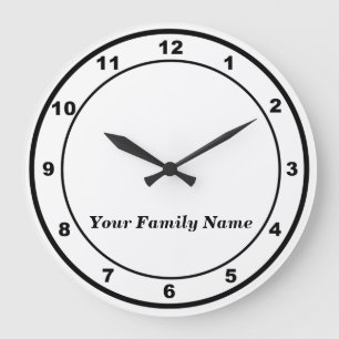 El nombre de su familia en reloj de pared redondo 