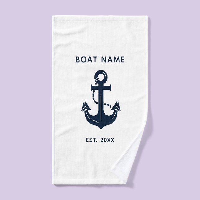 El nombre de tu barco Ancla Azul  (Toalla de mano)