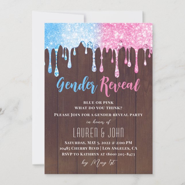 El o ella género de globo revela la invitación (Anverso)