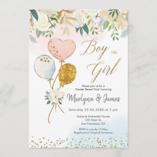 El o ella género de globo revela la invitación