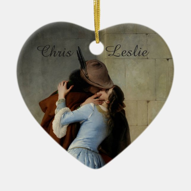 El ornamento de bodas personalizadas Kiss/Il Bacio (Frente)