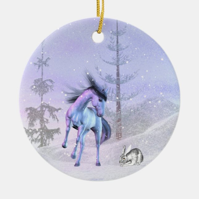 El ornamento de invierno de caballo y conejo (Frente)
