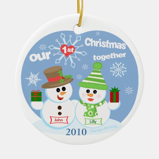 El ornamento del primer par del navidad del (Frente)