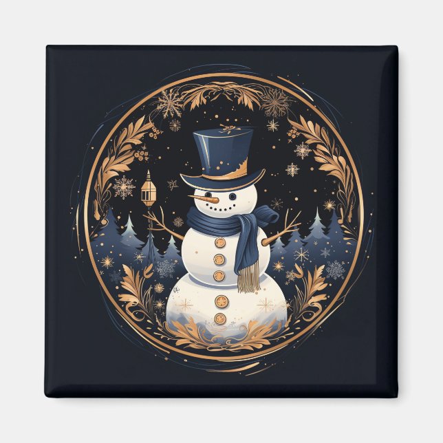El oro de Snowman deja el imán navideño (Frente)