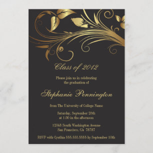 El oro elegante remolina invitación de la fiesta