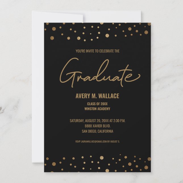 El oro estilo guión moderno celebra la invitación  (Anverso)