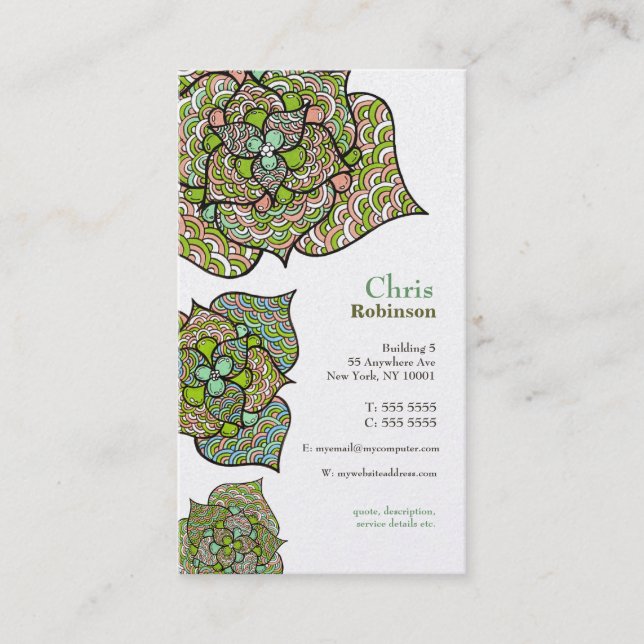 El oro florece la tarjeta de visita impresa (Anverso)