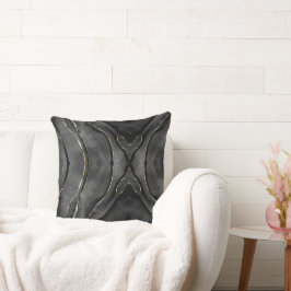 El oro gris negro estira el Cojín decorativo abstr