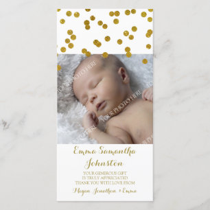 El oro le agradece las tarjetas de la foto de Baby