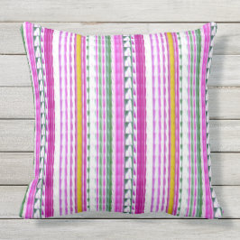 El oro, magenta, trullo raya el Cojín decorativo