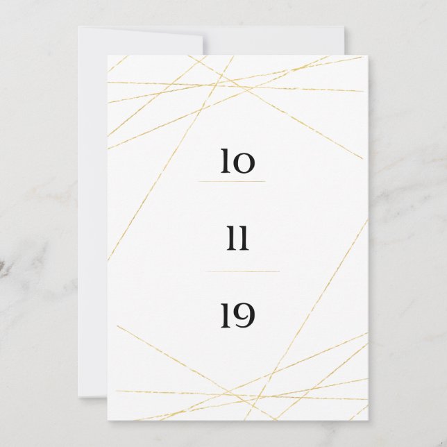 El oro moderno salva la Invitación del Boda de fec (Anverso)