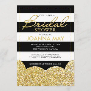 El oro raya la invitación nupcial de la ducha