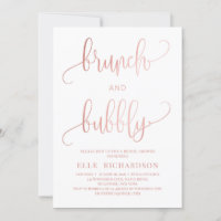 El oro Rosa brilla el brunch y la invitación burbu