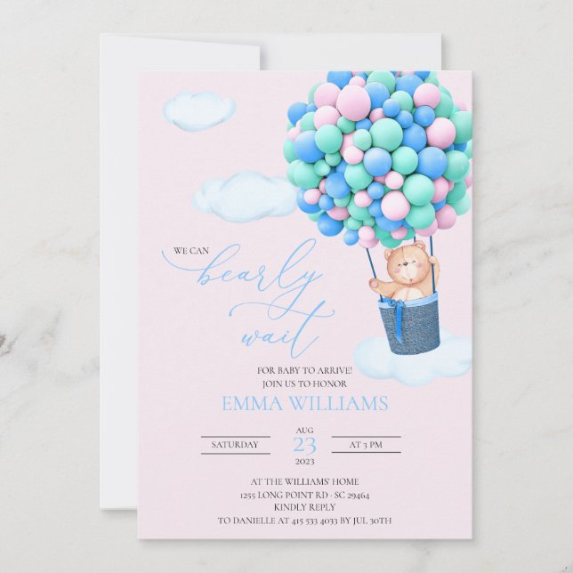 ¡El Oso de Invitación de Baby Shower podemos esper (Anverso)