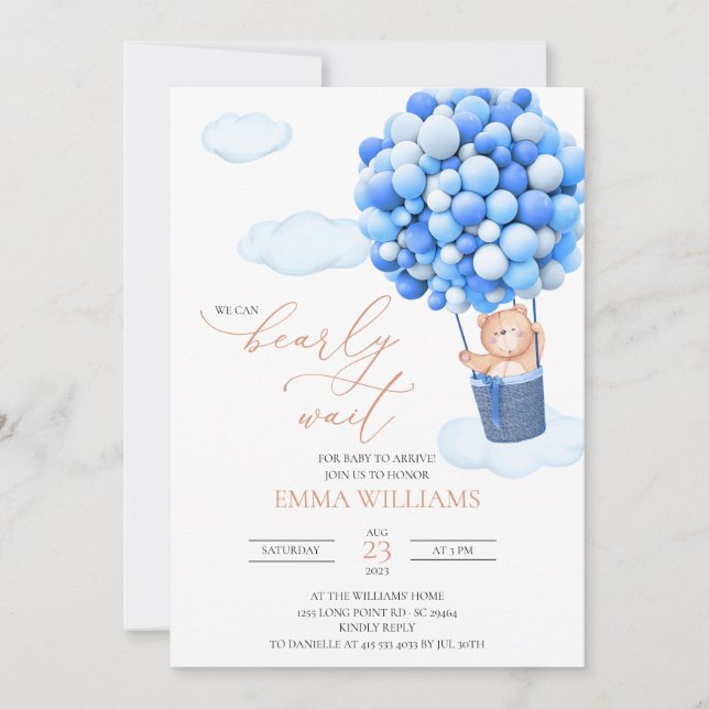 ¡El Oso de Invitación de Baby Shower podemos esper (Anverso)