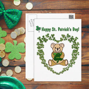 El oso de Teddy de San Patricio en la tarjeta post