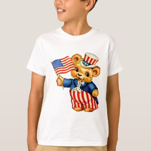 El oso patriótico del vintage embroma la camiseta