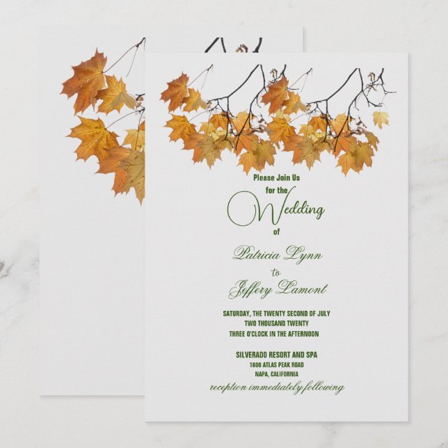 El otoño artístico deja invitaciones a la boda (Anverso / Reverso)