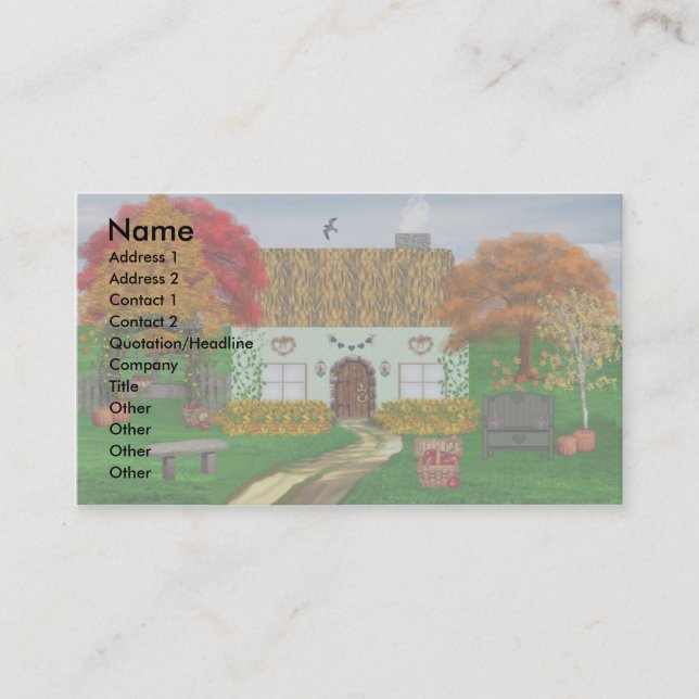 El otoño cubrió con paja tarjetas de visita de la (Anverso)