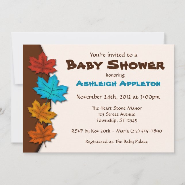 El otoño deja a los niños invitaciones a la ducha (Anverso)