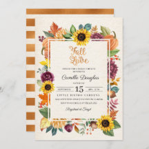 El otoño deja a Sunflower Bridal Shower Invitación