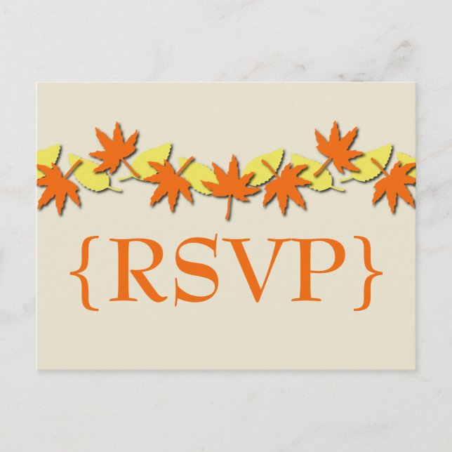 El otoño deja el borde de la tarjeta postal RSVP,  (Anverso)