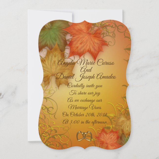 El otoño deja la invitación a la boda de otoño (Anverso)