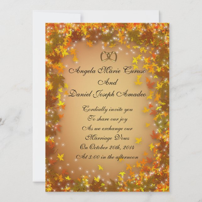 El otoño deja la invitación a la boda de otoño (Anverso)