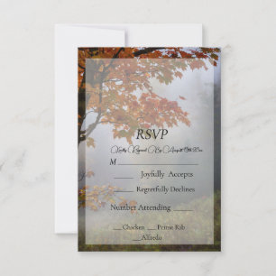 El otoño deja la tarjeta RSVP de matrimonio ruso
