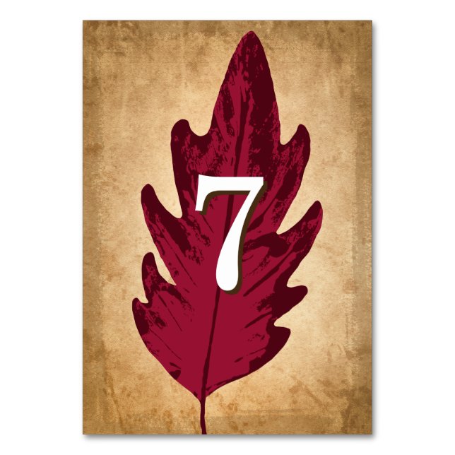 El otoño deja tarjetas de mesa de boda de otoño rú (Reverso)