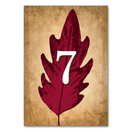 El otoño deja tarjetas de mesa de boda de otoño rú