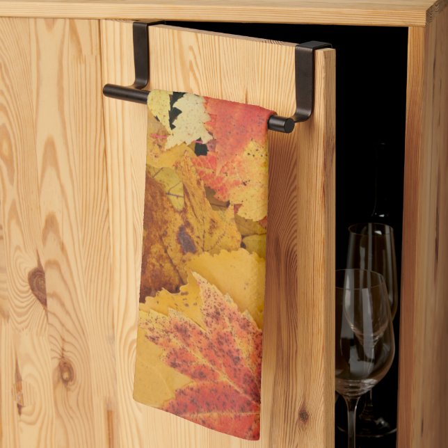 El otoño deja toallas de cocina (Pliegue de tercios)