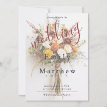 El otoño florece la invitación a bodas boho